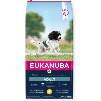 EUKANUBA Eukanuba Adult Medium Breeds Chicken Храна за кучета, суха, за възрастни, от средна порода, с пилешко, 15 kg