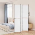 vidaXL Параван за стая, 3 панела, бял, 150x220 см, плат (350242)