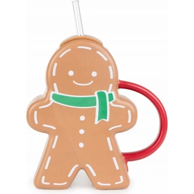 Homla Vánoční hrnek BRILEY Cookies se skleněným brčkem 550 ml