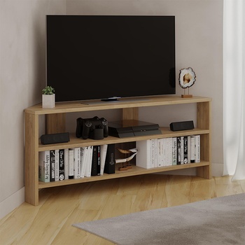 TopMebel Ъглово ТВ шкафче Thales TopMebel от меламин в цвят дъб 110x36x45cm