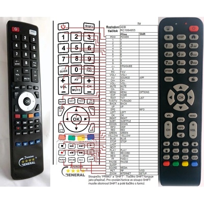 GENERAL ADB RC1994955, RC1994933/01, RC19949553139 - съвместимо дистанционно управление на марката General (RC1994955, RC1994933/01, RC19949553139)