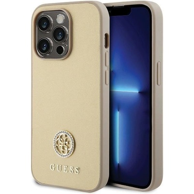 GUESS Кейс Guess GUHCP15XPS4DGPD за iPhone 15 Pro Max 6.7", златист / златист, твърд, Strass Metal Logo (3666339151034)