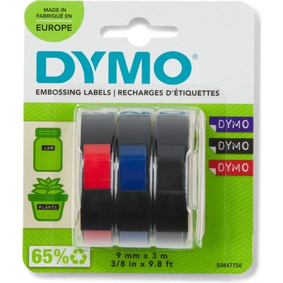 DYMO páska reliéfna 3D, 9 mm x 3 m, mix - čierna, modrá, červená