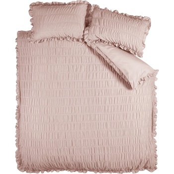 Catherine Lansfield Розово двойно удължено крепово спално бельо 230x220 cm Seersucker Frill - Catherine Lansfield (BD/59859/W/KQS/PK)