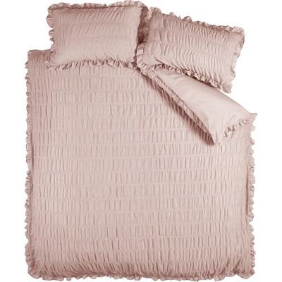 Catherine Lansfield Розово двойно удължено крепово спално бельо 230x220 cm Seersucker Frill - Catherine Lansfield (BD/59859/W/KQS/PK)