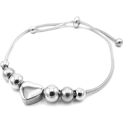 Steel Jewelry náramek srdce a kuličky z chirurgické oceli NR220228