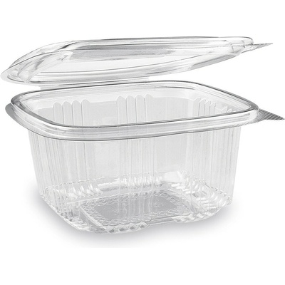 GASTRO 77605 plastová miska hranatá 500ml s integrovaným viečkom, 12,85 x 13,4 x 6,45cm, priehľadná
