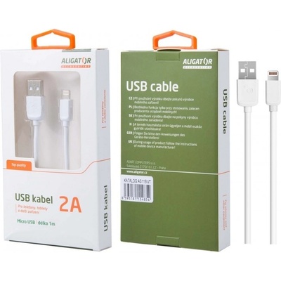 Aligator AS115WT MicroUSB 2A, 1m, bílý