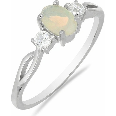 Nefertitis Prsten stříbrný s etiopským opálem a velkými zirkony 012108 ETOP