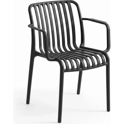 Textilomanie Plastová židle TREGO s područkami, antracitová