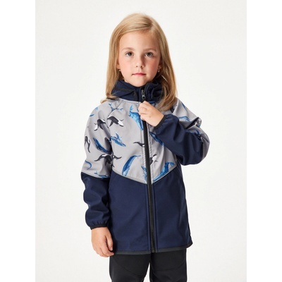 Unuo dětská softshellová bunda s fleecem Slim Velryby tm. modročerná šedá