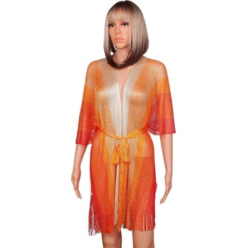 Мрежеста туника в оранжеви нюанси с ламе