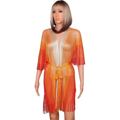 Мрежеста туника в оранжеви нюанси с ламе