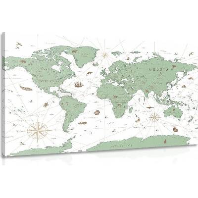 Obraz mapa v zeleném provedení - 120x80