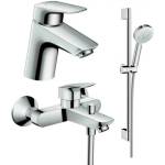 Hansgrohe Комплект смесител Hansgrohe Logis 70, мивка, вана и душ, хром (71070000-71400000-26532400)