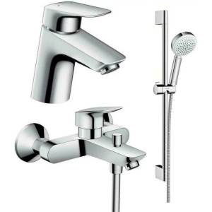 Hansgrohe Комплект смесител Hansgrohe Logis 70, мивка, вана и душ, хром (71070000-71400000-26532400)