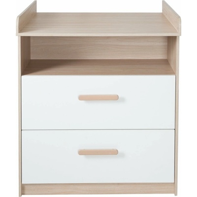 Roba Cabane detská komoda v dekore duba s prebaľovacím pultom 88 x 98 x 75 cm Biela/v prírodnej farbe