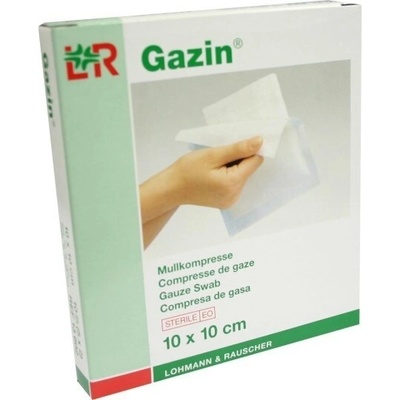 Gazin KOMPRESY GÁZOVÉ STERILNÉ 10 x 10 cm 8-vrstvové 17 vláknové so založenými okrajmi 2 ks
