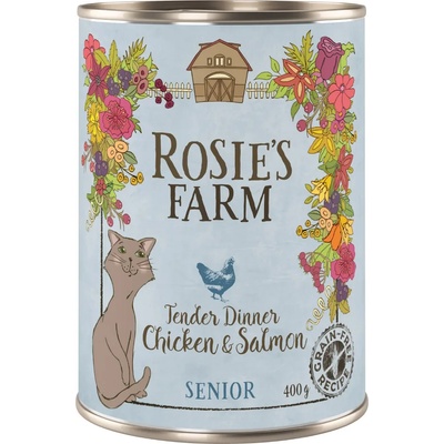 Rosie's Farm 400г Senior Rosie's Farm, консервирана храна за котки - пиле и сьомга