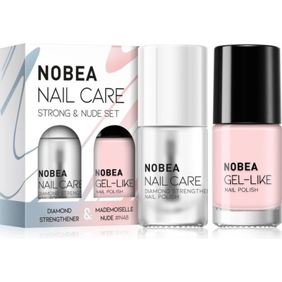 Nobea Nail Care Diamond Strengthener Nail Polish posilující lak na nehty 6 ml + Nobea Day-to-Day Gel-like Nail Polish lak na nehty s gelovým efektem 6 ml