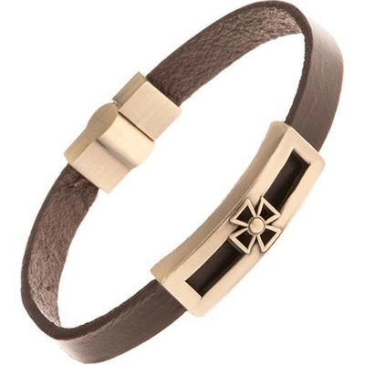 Šperky eshop z tmavohnědé kůže matná patinovaná známka maltézský kříž Y37.16