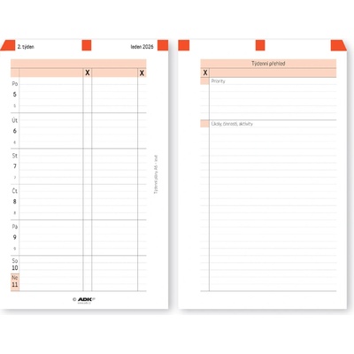 Formulář Týdenní plán A6 levý 2026 53 listů – Zboží Mobilmania