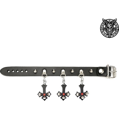 Leather & steel fashion гривна Spiky cross - LSF1 134