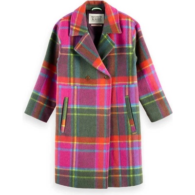 Scotch & Soda Палто Scotch & soda Oversized Rainbow Wool coat - Green / Pink (Rainbow Check)