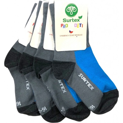 SURTEX CELOROČNÍ MERINO PONOŽKY PRO DĚTI ŠEDÉ/MODRÉ