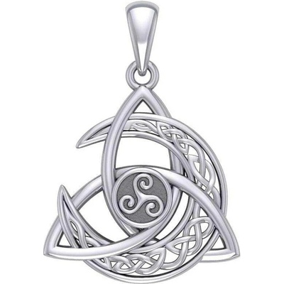 Fantasy Šperky Stříbrný přívěsek Triquetra s keltským půlměsícem a triskelionem P3439