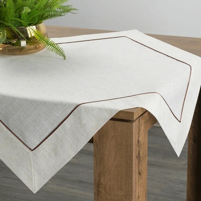 Eurofirany Obrus s ozdobným prúžkom a s ľanom natura Polyester/ľan 85x85 cm