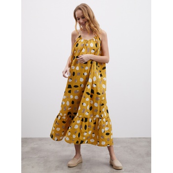 ZOOT. lab Горчица дамска шарена макси рокля с къдрички ZOOT. lab Grete ZOOT. lab | Zhalt | ЖЕНИ | XS