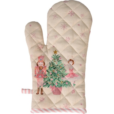 Clayre & Eef Béžová Chňapka rukavice so luskáčikom a baletkou Pastel Nutcracker 18 x 30 cm