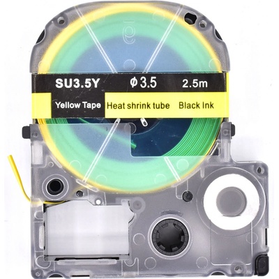 Epson LK-4YBA3 / SU35Y, 3mm x 2,5m, černý tisk / žlutý podklad, smršťovací kompatibilní páska