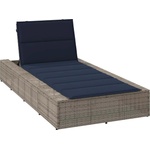 vidaXL Шезлонг с плаваща възглавница Grey Poly Rattan (4104209)