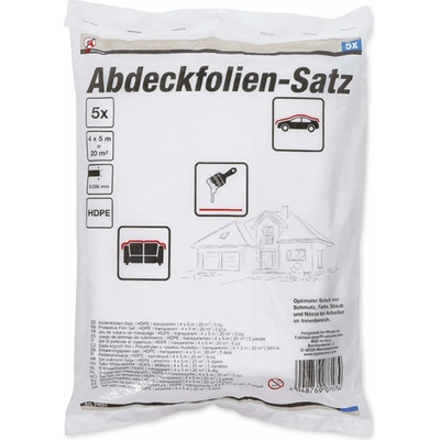 BGS technic 5dílná sada krycích fólií Polyethylen s vysokou hustotou transparentní 4 x 5 m 71031