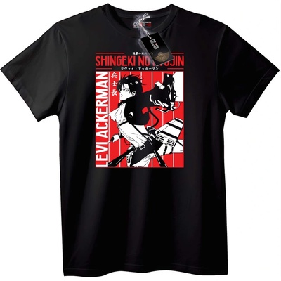 NOONEBRAND Тениска Леви Акерман - Атака на Титаните - 6XL, Black