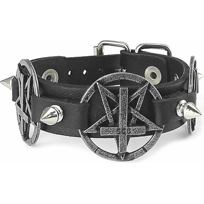 Leather & steel fashion гривна Triple Pentagram Cross - LSF1 70