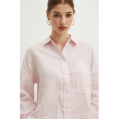 MEDICINE Ленена риза Medicine дамска в розово със свободна кройка с класическа яка (RS24.KDD700)