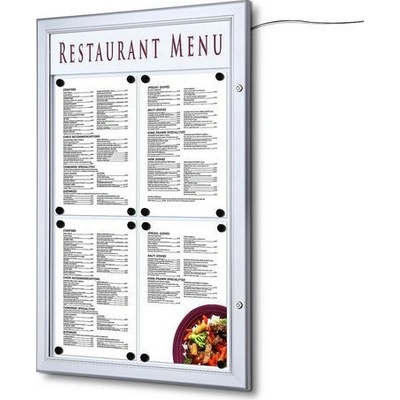Extera.cz Osvětlená magnetická vitrína Menu, jednokřídlá 4 x A4