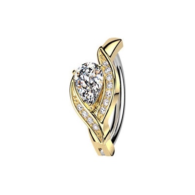 Šperky4U Zlacený piercing do pupíku se štítem WP0110-GD