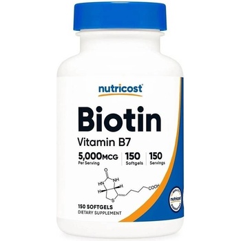 Nutricost Biotin Vitamin B7, 5000 g, 150 софтгел капсули, Nutricost (67027 (246101) NC)