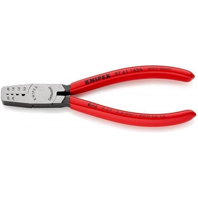 KNIPEX Клещи за кримпване на кабелни накрайници 0.25-2.5мм2, червена ръкохватка 145мм, Knipex (K9761145A)