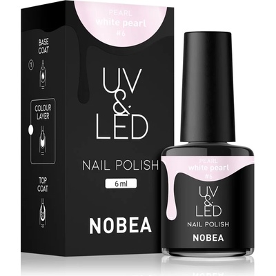 NOBEA UV & LED Nail Polish гел лак за нокти с използване на UV/LED лампа бляскав цвят White pearl #6 6ml