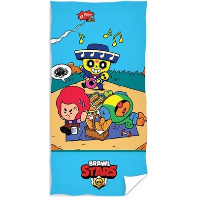 Carbotex plážová osuška 70 x 140 cm Brawl Stars motív Brawleri na pikniku 100% bavlna s gramážou 300 gr./m²