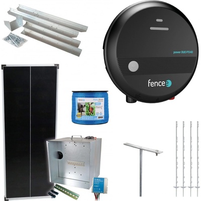 Fencee Expert sada solární ohradník - Kompletní přenosná schránka + 4J zdroj, panel 100 W, páska 20 mm