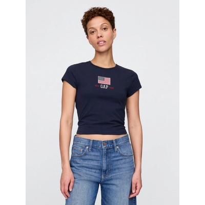 GAP Crop tričko Americana Tmavě modrá