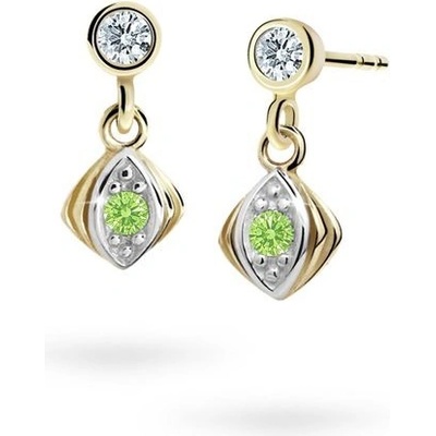 Danfil dětské náušnice C1897 ze žlutého zlata s kamínkem Peridot Green zapínání balónek