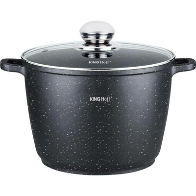 KINGHOFF Hrnec s poklicí mramorový povrch černý 10L 28cm plyn/indukce