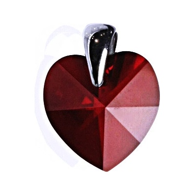 Čištín Stříbrný přívěsek s krystalem Swarovski siam, srdce, P 1302
